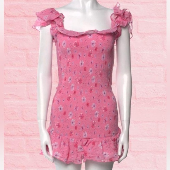 LoveshackFancy Pink Floral Mini Dress - Picture 4 of 5